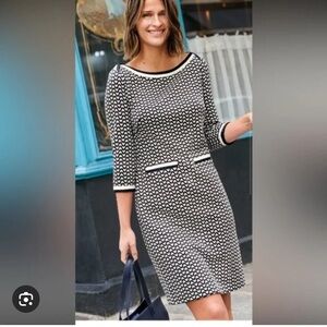 Boden Rhea Jacquard Black And White Dress
